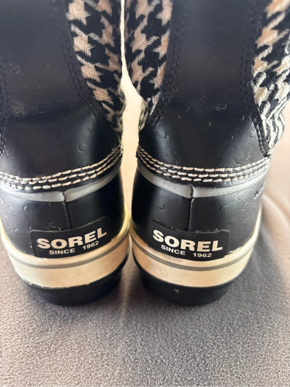 Sorel Tivoli Houndstooth Waterproof Fleece Winter Snow Duck Boots
